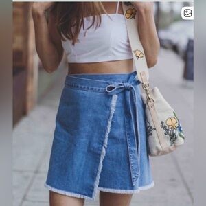Madewell Asymmetrical Denim Skirt with Bow Tie